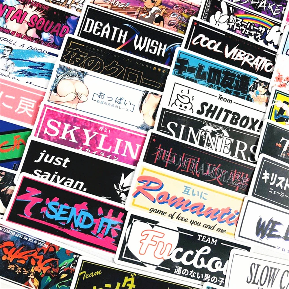 JDM Japón Graffiti personalizado, decoración DIY, equipaje, guitarra, juguete, pegatina, venta al por mayor, 10, 30, 50 piezas