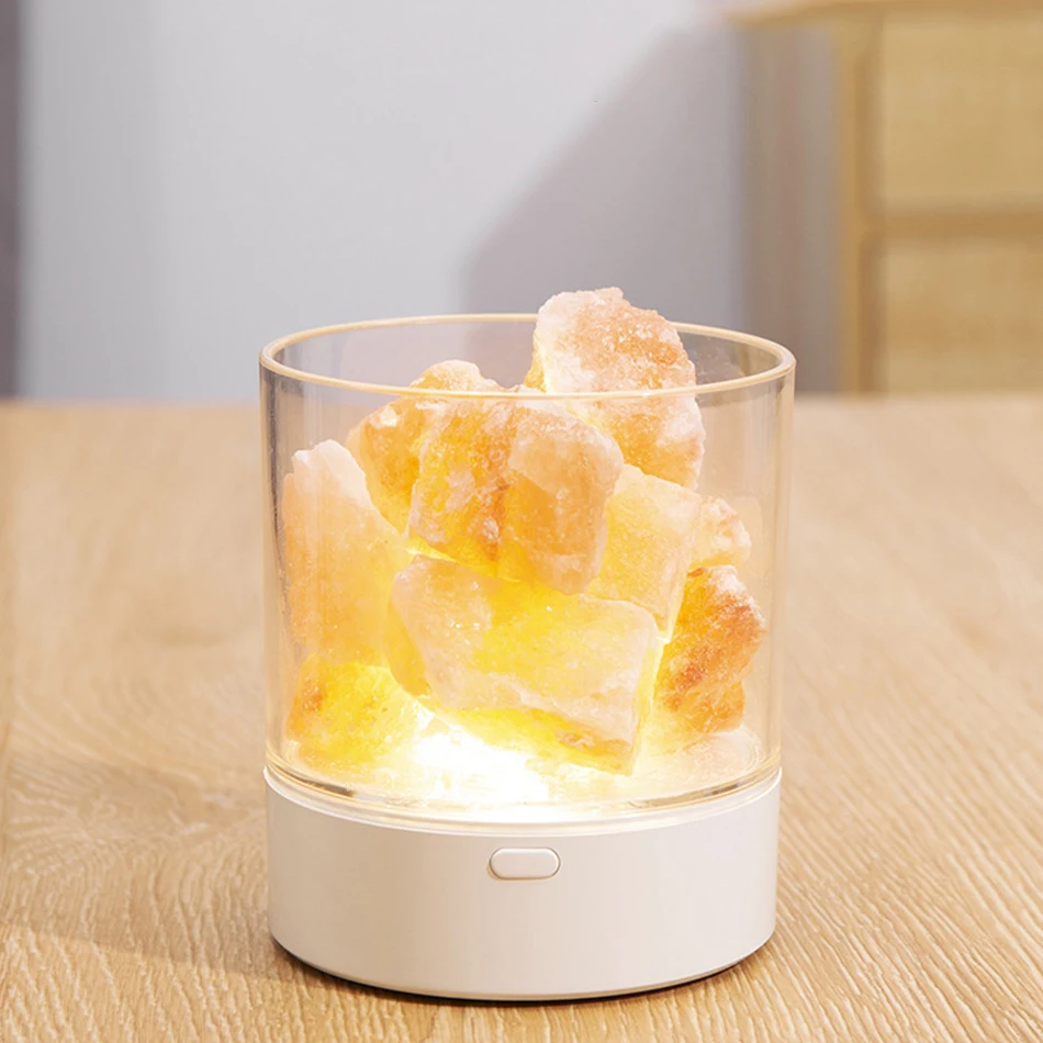 Crystal Light Natural Himalayan Salt Lamp Led Lamp Air Purifier Mood Creator Indoor Warm Light Rechargeable Bedroom Lava Lamp