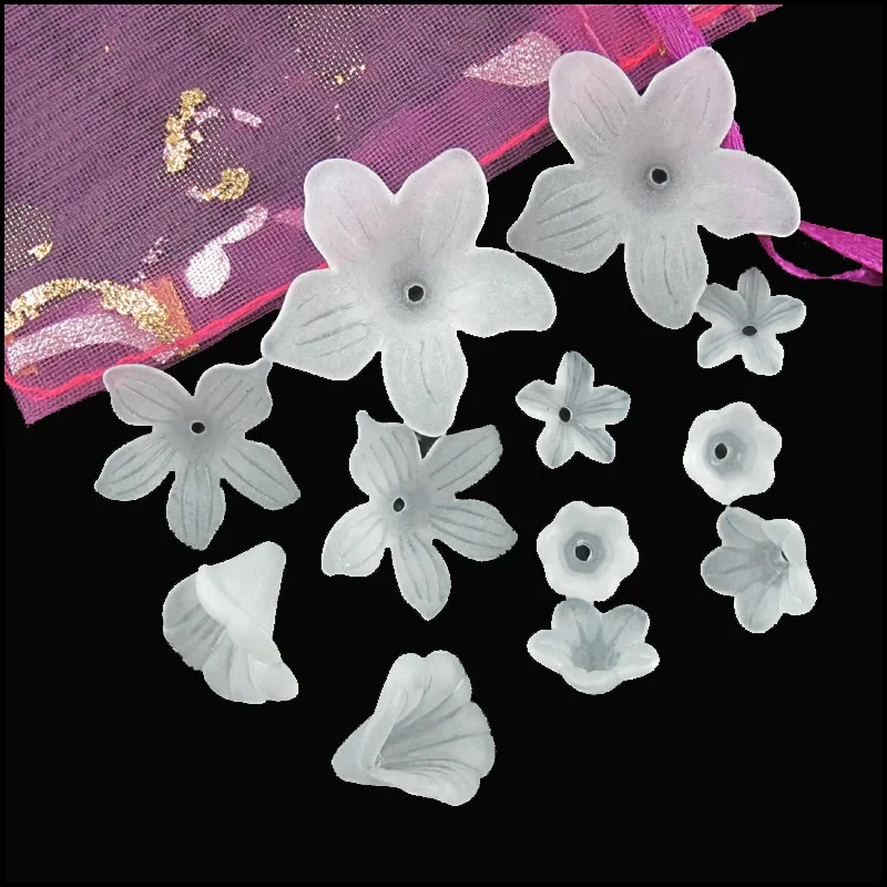 Fashion New Acrylic Charms Frosted Plastic Horn Snowflake Star Retro Spacer Beads End Caps White