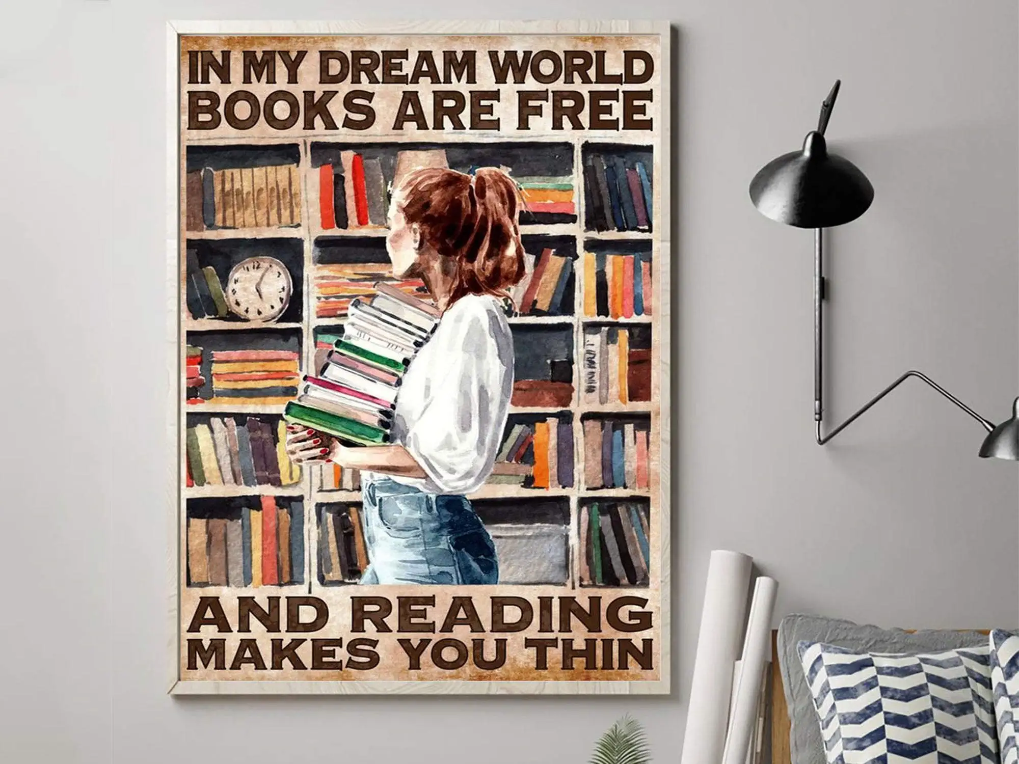 Just A Girl Who Loves Books Poster,Vintage Book Poster, Book Lovers Gift, Lady Library, Book Lovers Gift, Book Lover SVG Reprodu