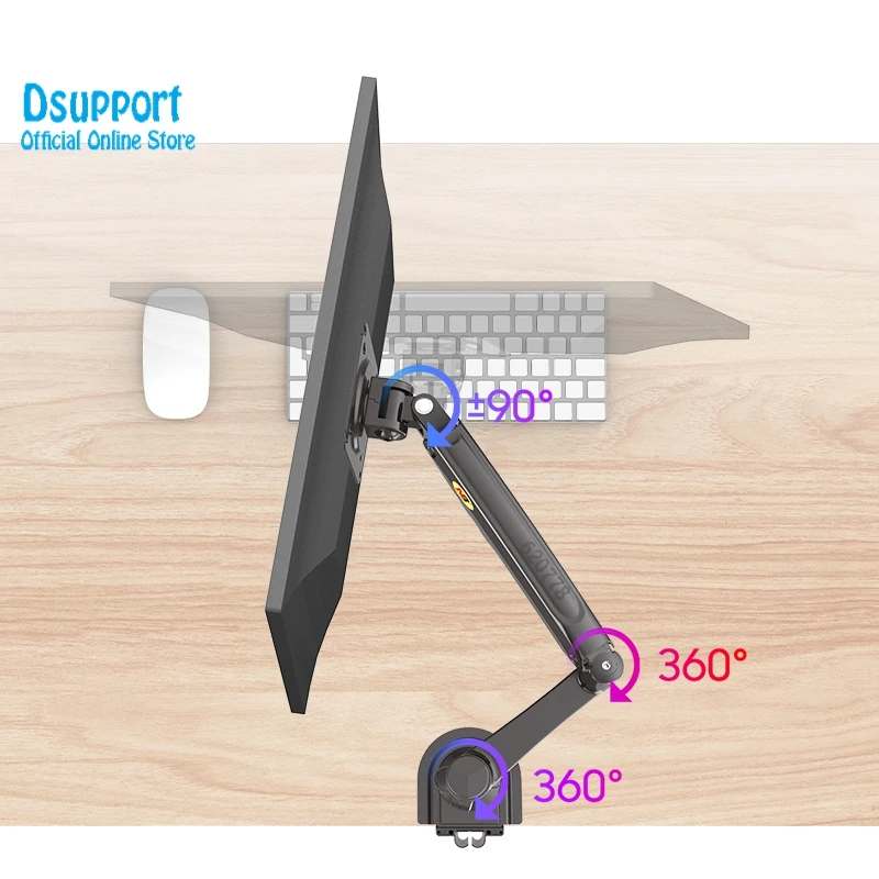 Suporte para monitor LED LCD, suporte de mesa, braço de montagem, movimento total, ergonômico, TV, mola de gás, NB H80, 17-27 ", carregando 2-9 kg