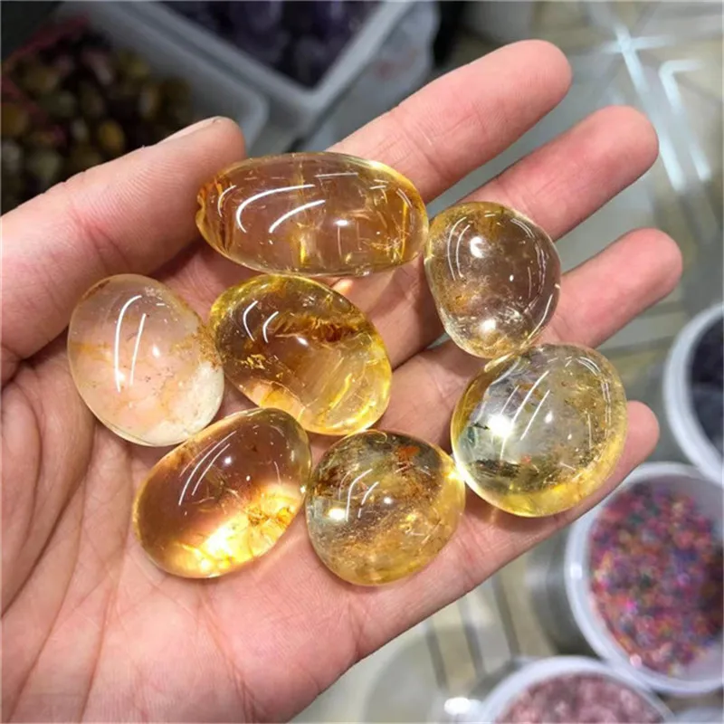 Natural Polished Gemstone Citrine Tumbled Stones Crystals Healing Home Decoration