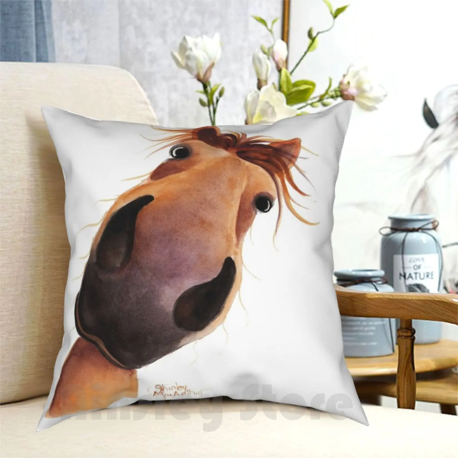 Horse Print 'Mad Max' By Shirley Macarthur Pillow Case Printed Home Soft DIY Pillow cover Horse Horse Art Horse Equestrian