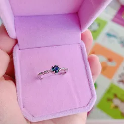 Hot Selling 925 Sterling Silver Ring Ms Platinum Natuarl Sapphire Blue Round Crystal Jewelry Gifts