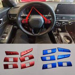 6pcs/Lot Aluminum Alloy Steering Wheel Button Decorative Cover For 2022 Honda CIVIC 11th MK11 Car Accessories