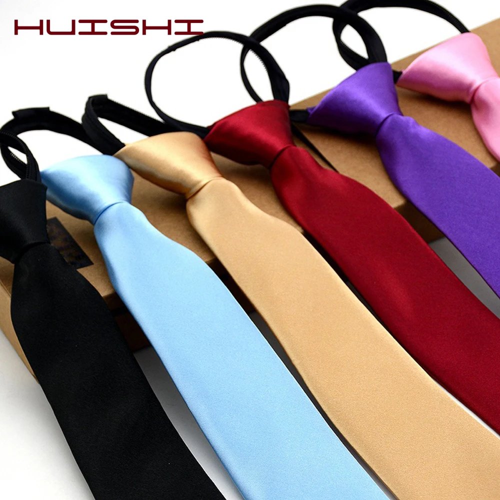 Solid Color Zipper Necktie Polyester Satin Formal Men Women Wedding Gift Tie Popular Suit Necktie Evening Dress Accessories Men