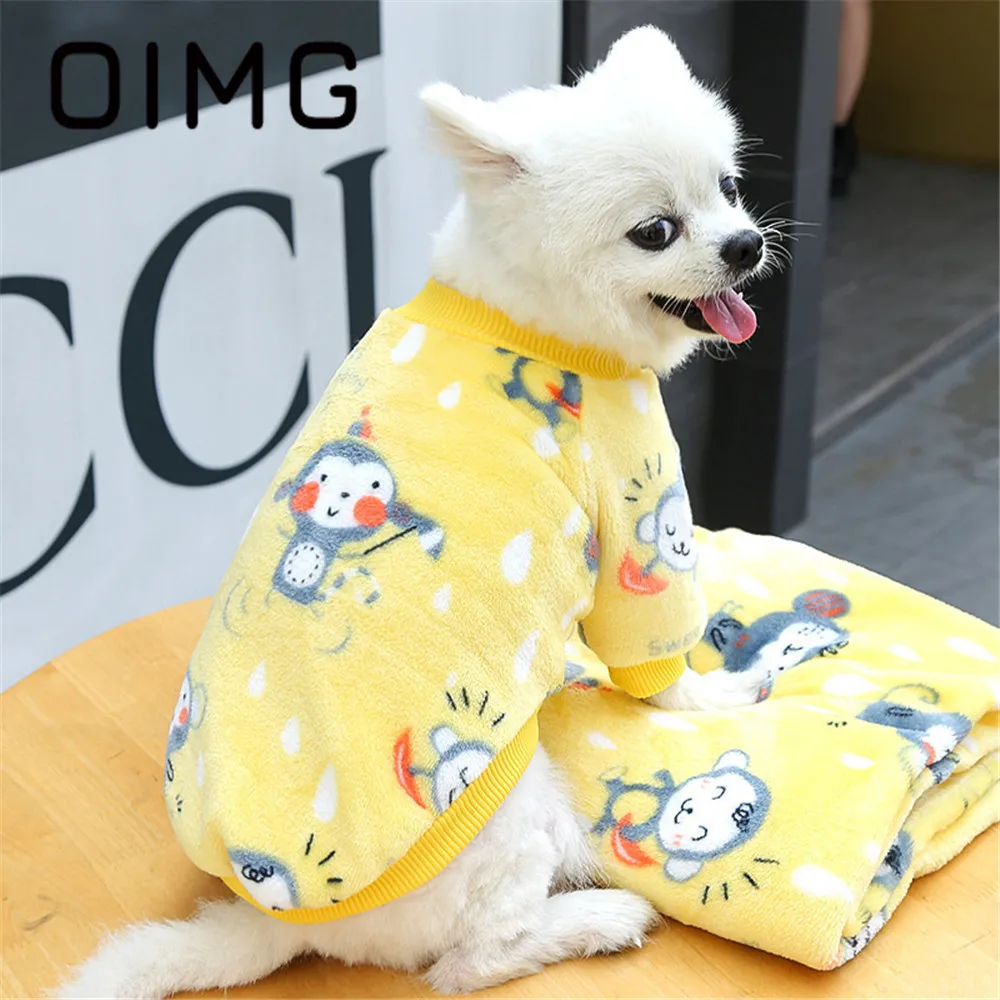 

OIMG Coral Fleece Small Dogs Hoodies Cartoon Clothes For Dogs Outfits Pomeranian Bichon Winter Pet Clothing Cute Puppy Costume