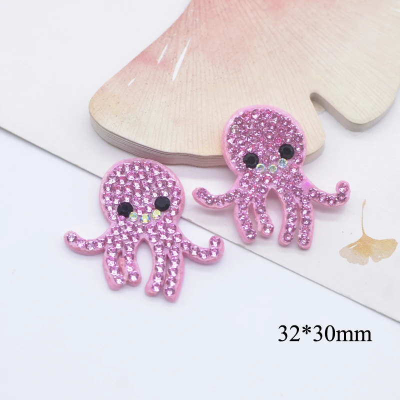 12Pcs Sea Starfish Octopus Whale Turtle Crab Hippocampus Rhinestone Patches for DIY Clothes Hat Headwear Hair Clips Bow Decor