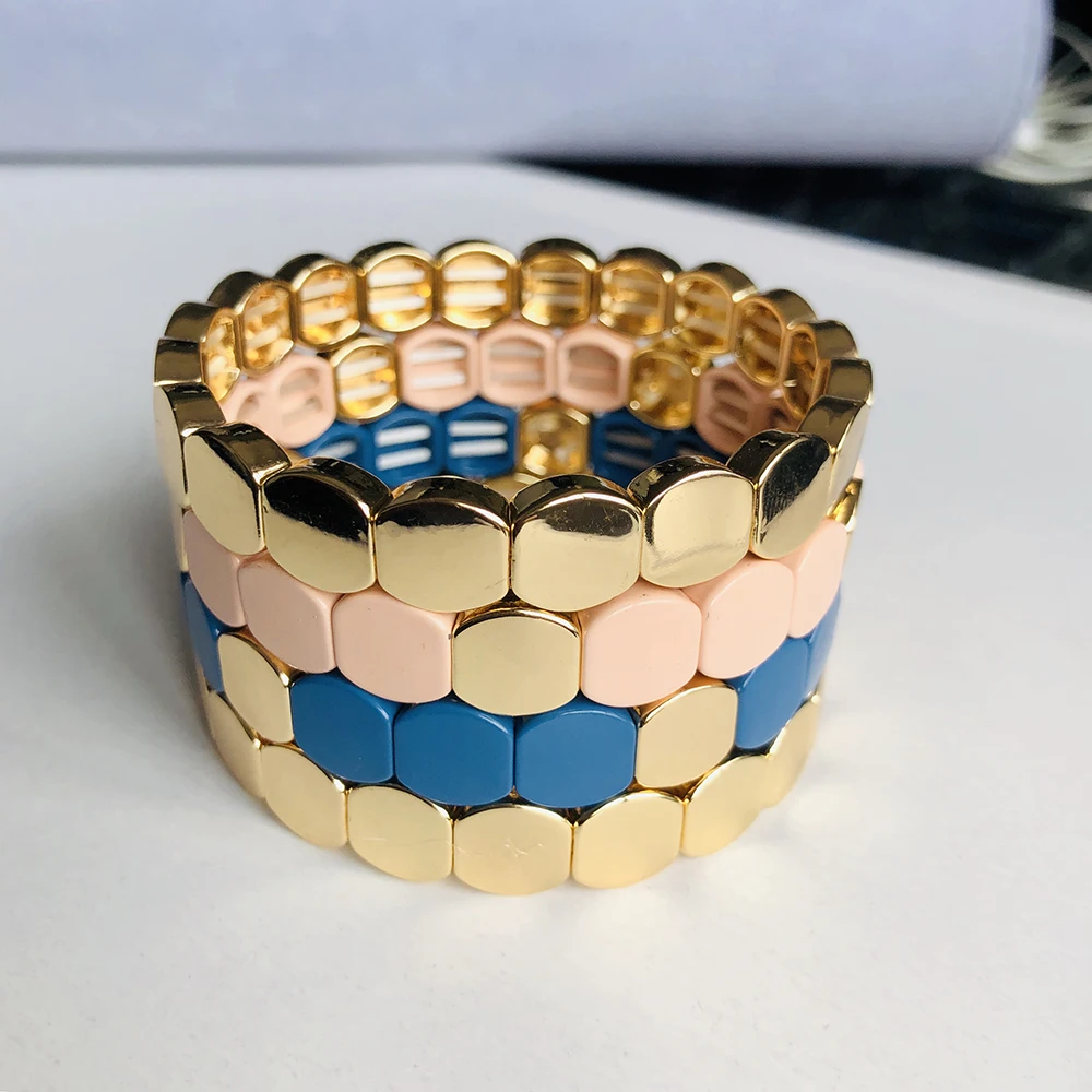 New Hot Color Enamel Unisex Bracelets Colorful Honeycomb Shaped Fashion Bangles for Men Alloy Instagram Trendy  Bracelet