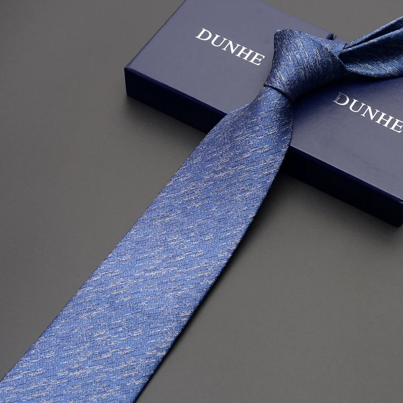 High Quality 2022 New Fashion Ties Men Business 8cm Blue Striped Silk Tie Wedding Ties for men Designers Brand with Gift Box