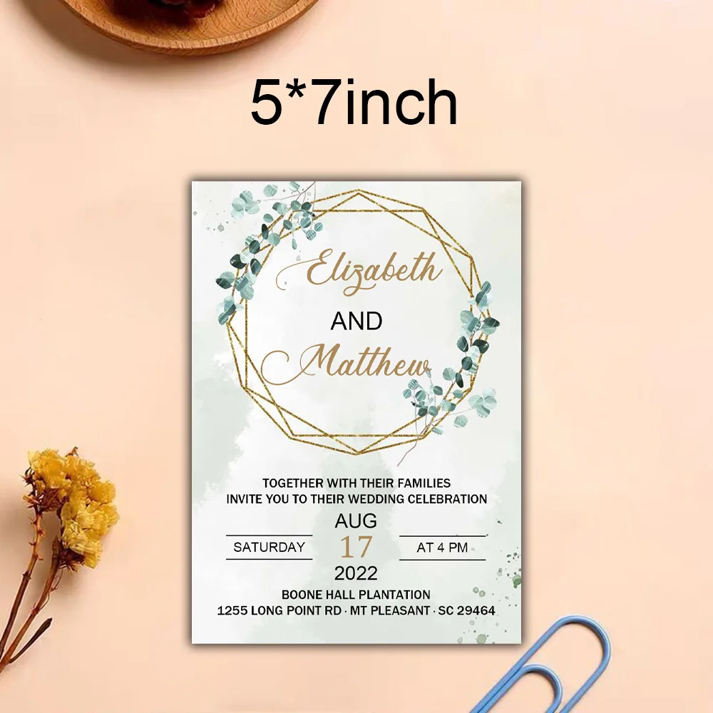 

Faux Gold Wedding Invitation, Geometric, Boho