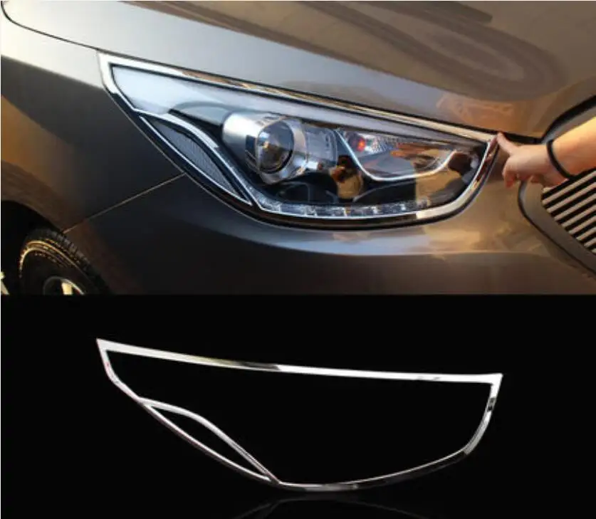 Car ABS Chrome Front headlight + Rear Tail Light Lamp Cover Trim For Hyundai IX35 2009-2018 Free Shipping