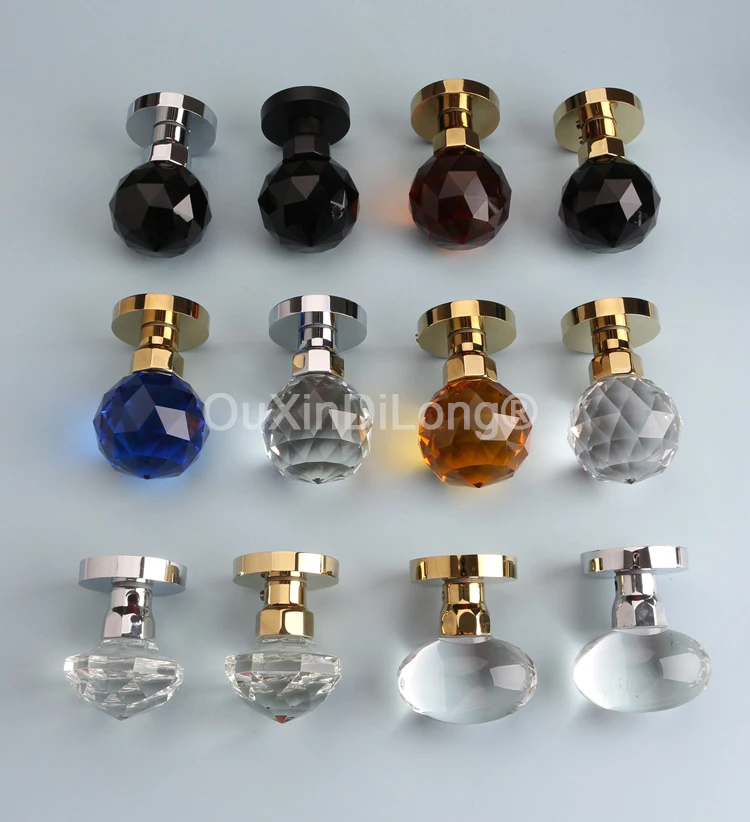 1PCS European Crystal Diamond Shape Ball Knobs Interior Door Handle Lock Background Wall Invisible Hidden Door Locks GF857