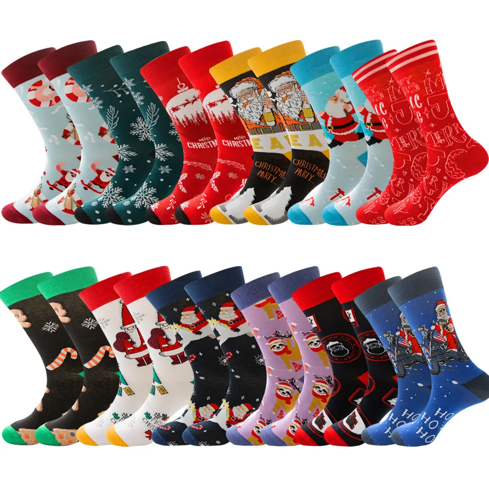 Christmas Cute Candy Cane Elk Christmas Tree Unisex Cartoon Socks 2021 Christmas Fashion Trend Men Christmas Gift Socks