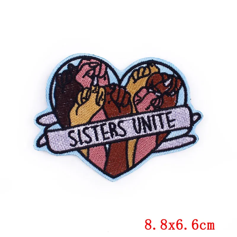 Girl Power Patch Embroidered Patches On Clothes DIY Crystal Patch Iron On Patches For Clothing Stripes Decor Badges On backpack