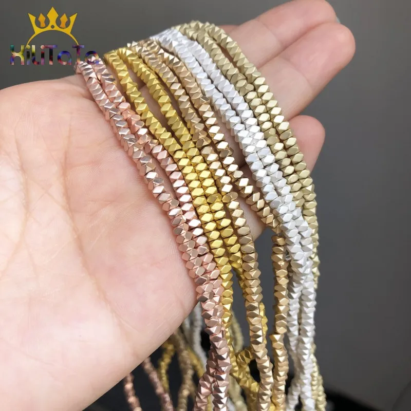 3*2mm Natural Rose Gold Silver Color Hematite Beads Dull Polish Matte Beads For Jewelry Making DIY Bracelet Accessories 15\'\'