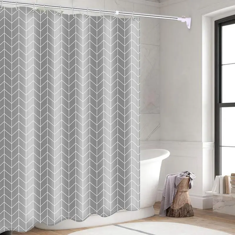 15Hot Sale Grey Shower Curtain, Fabric V-Shaped Waterproof Long Shower Curtain with Reinforced Ring, Suitable for Bathroom