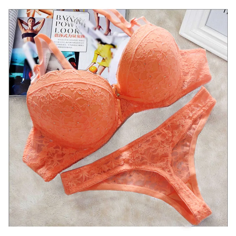 Luxury Sexy Thong France Embroidered Lace Bra Sets For Women Push Up Bra And Panty Set Underwear Sets