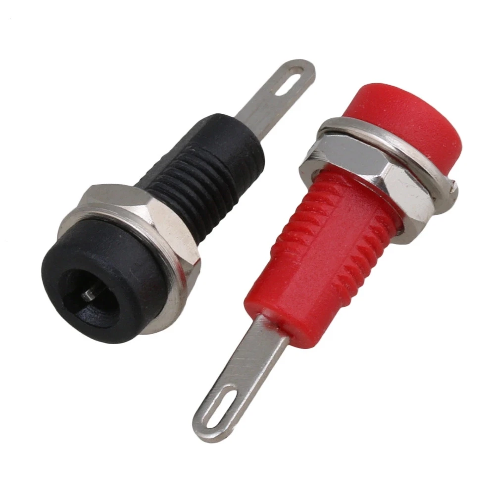 10pcs Binding Post Banana Jack Socket 2mm Panel Mount Test Probe Black + Red