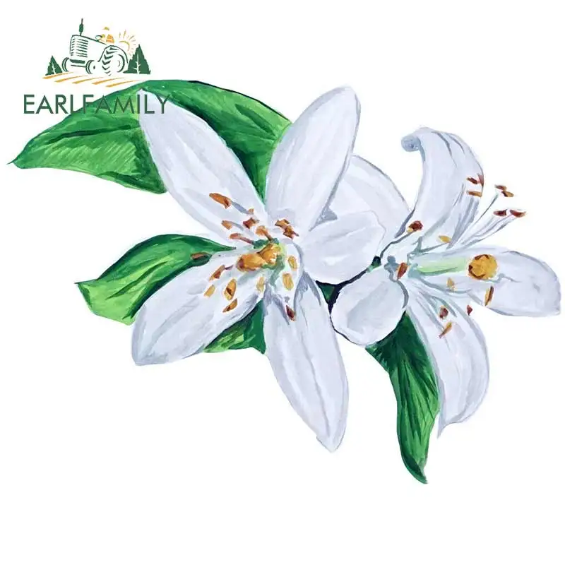 EARLFAMILY 13cm x 9.5cm Orange Blossom Sticker Decal Camp Nature Wildlife Outdoors State Flower Florida Car Stickers Graphics