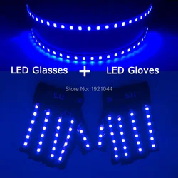 1pcs LED Glasses + 1pair LED Gloves 6 Colors Available New Product Set Glow Dance Party Costume Decoration LED Laser Props