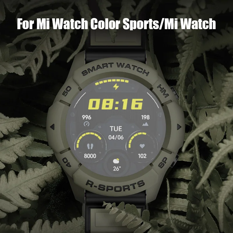 SIKAI الحال بالنسبة ل شاومي Mi ساعة اللون الرياضة نسخة غطاء حماية قذيفة من البولي يوريثان الفرقة حزام سوار Mi ساعة اللون النسخة العالمية