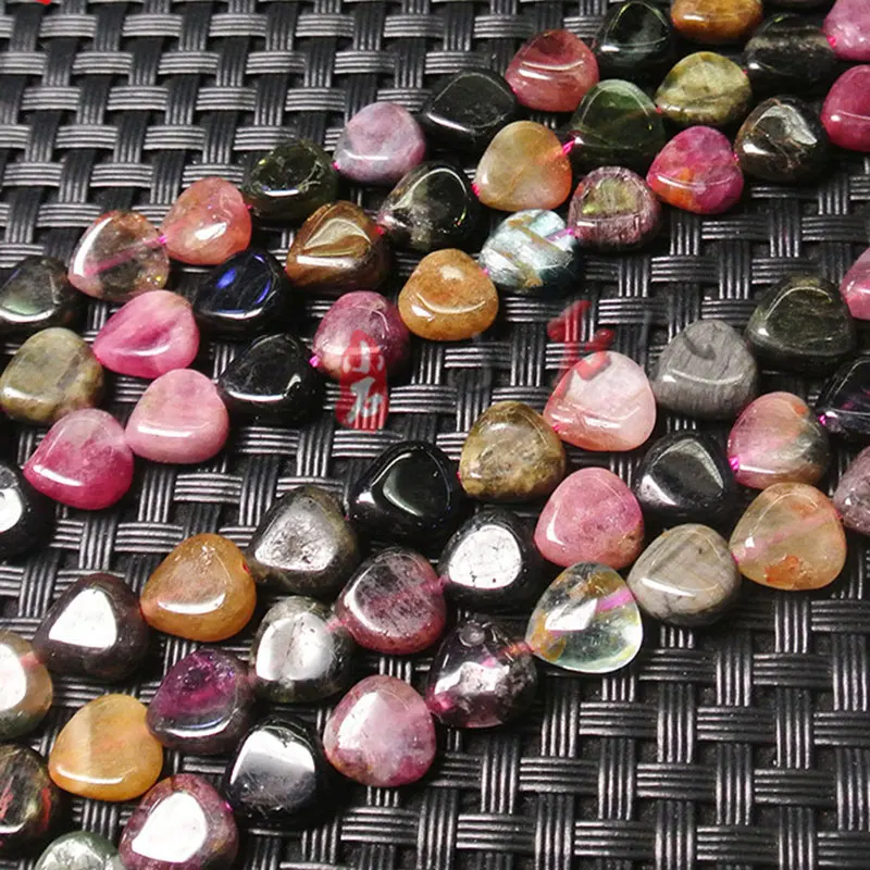 

8mm Natural Multicolor Tourmaline Beads Heart Spacer DIY Loose Beads For Jewelry Making beads Accessories 15'' Women Gift
