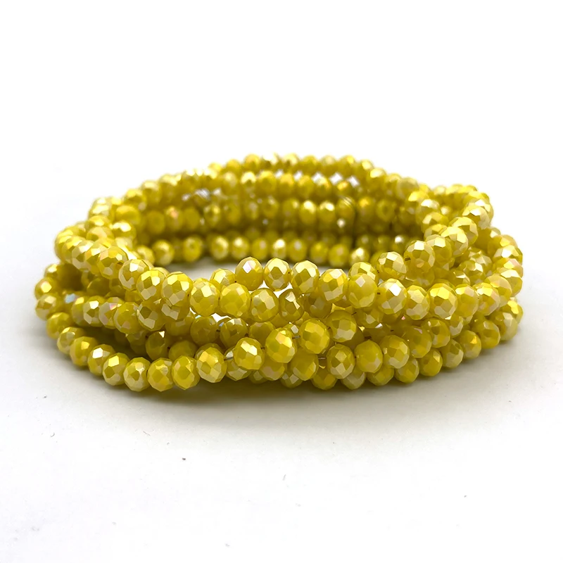 2 3 4 6 8mm Yellow Glass Beads Faceted Round Czech Crystal Loose Spacer Beads for Jewelry Making DIY Bracelet Accessories