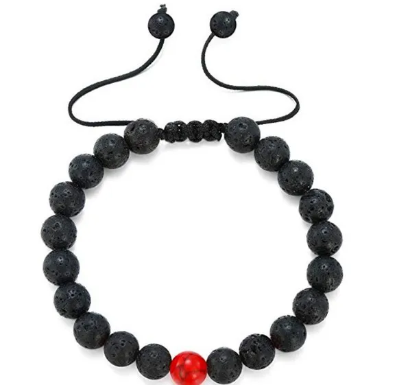 8mm black red multicolor Agate Chakra Healing Reiki Buddha Yoga Bracelet elastic adjustable Volcanic Stone Bangles rt43