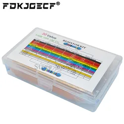 600PCS/LOT 1/4W Metal Film Resistor Kit 1% Resistor Assorted Kit Set 10 -1M Ohm hm Resistance Pack 30 Values each 20 pcs