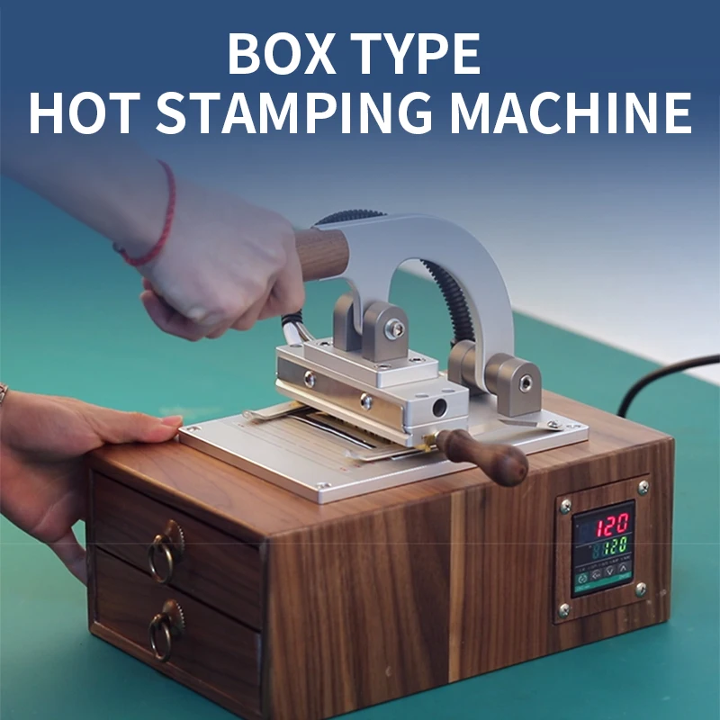 WT-90XT box type hot stamping machine handmade leather goods LOGO trademark walnut drawer type stamping machine 400W