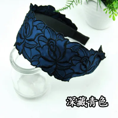 New fashion, simple and elegant wide-brimmed embroidery lace flower ladies headband hair accessories wholesale image 2