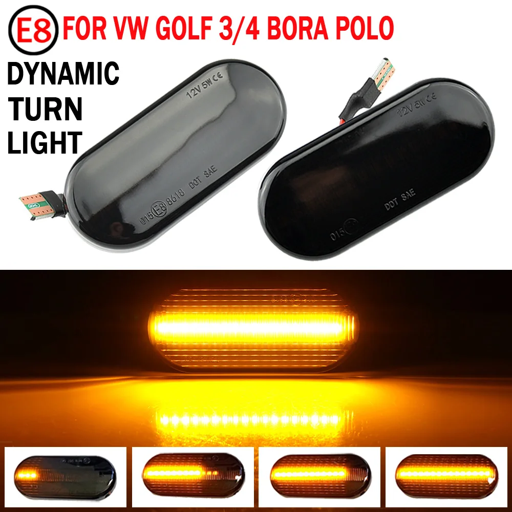 2pcs For Seat Ibiza 6L 2002-2008 Dynamic Turn Signal Light LED Side Fender Marker Sequential Indicator Blinker