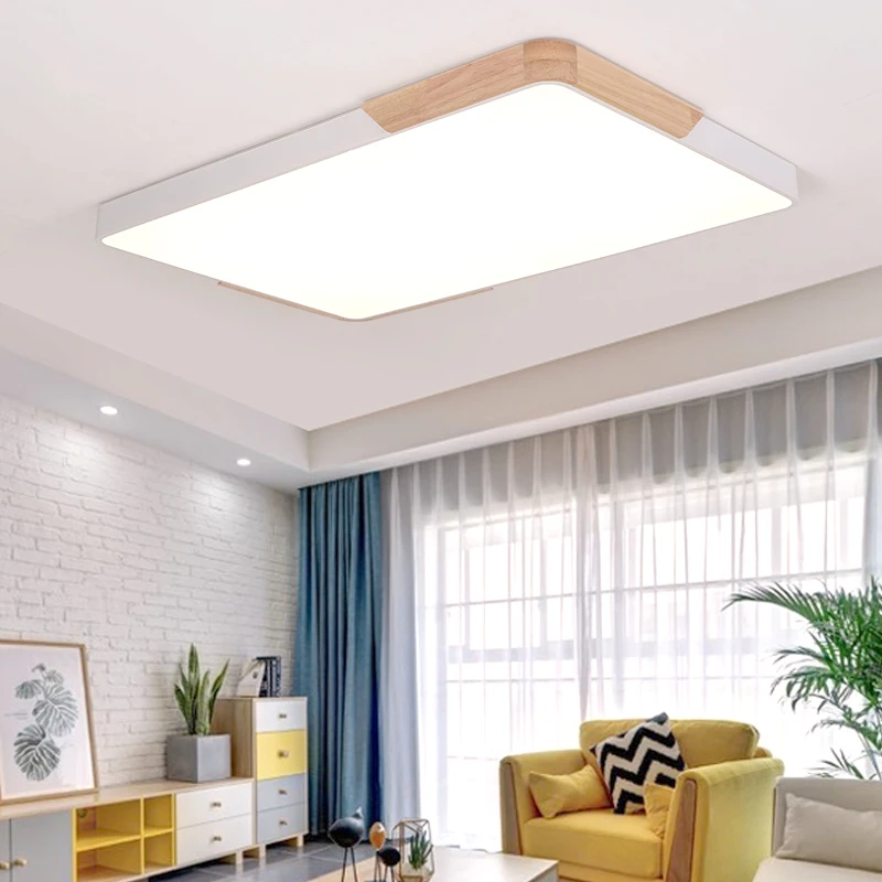 Nordic minimalist ceiling lamp wood rectangle acrylic Ceiling Lights for Living Room bedroom kitchen plafon led ceiling light