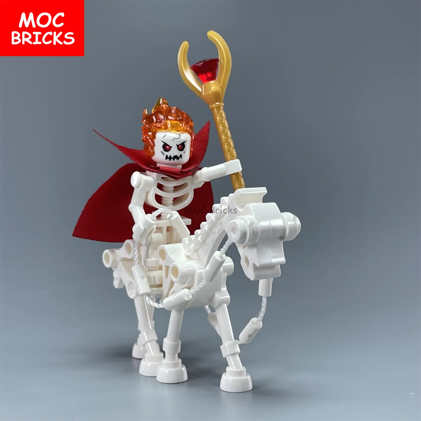 MOC Bausteine DIY Dunkle Magier-Gruppe Totenkopf Skelett Pferd Bauklötze Mini-Puppen Spielzeug für Kinder Geschenke – Detail 3