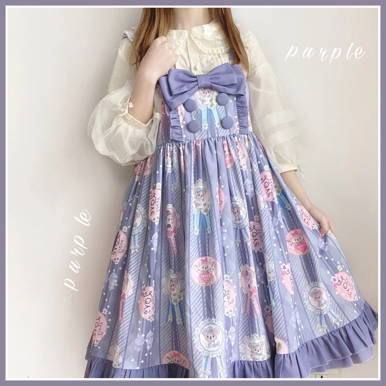 Palace süße prinzessin lolita kleid vintage hohe taille druck viktorianischen kleid kawaii mädchen gothic lolita jsk loli cosplay