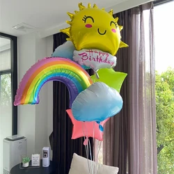 New Rainbow Sun Balloon 18-inch Cartoon Macaron Five-pointed Star Blue Sky White Cloud Children's Birthday Party Decoration