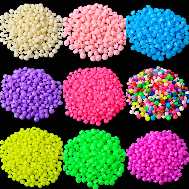 New 100pcs/lot 4mm Neon round Pointed back Jelly Candy Resin Rhinestones 3D Nail Art Decorations jewelry making crafts