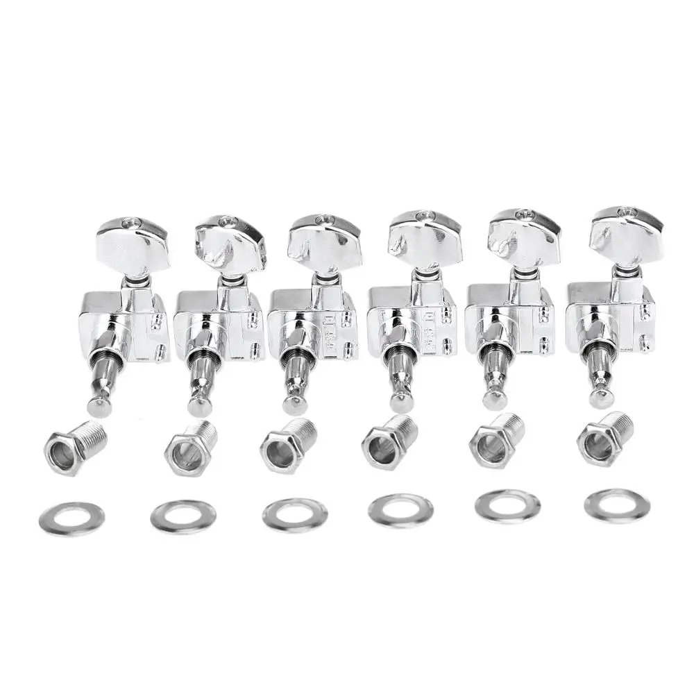 Musiclily Pro 6-in-line 2-pins Sealed Guitar Tuners Machine Head Tuning Pegs Set for Fender ST/Tele, Chrome