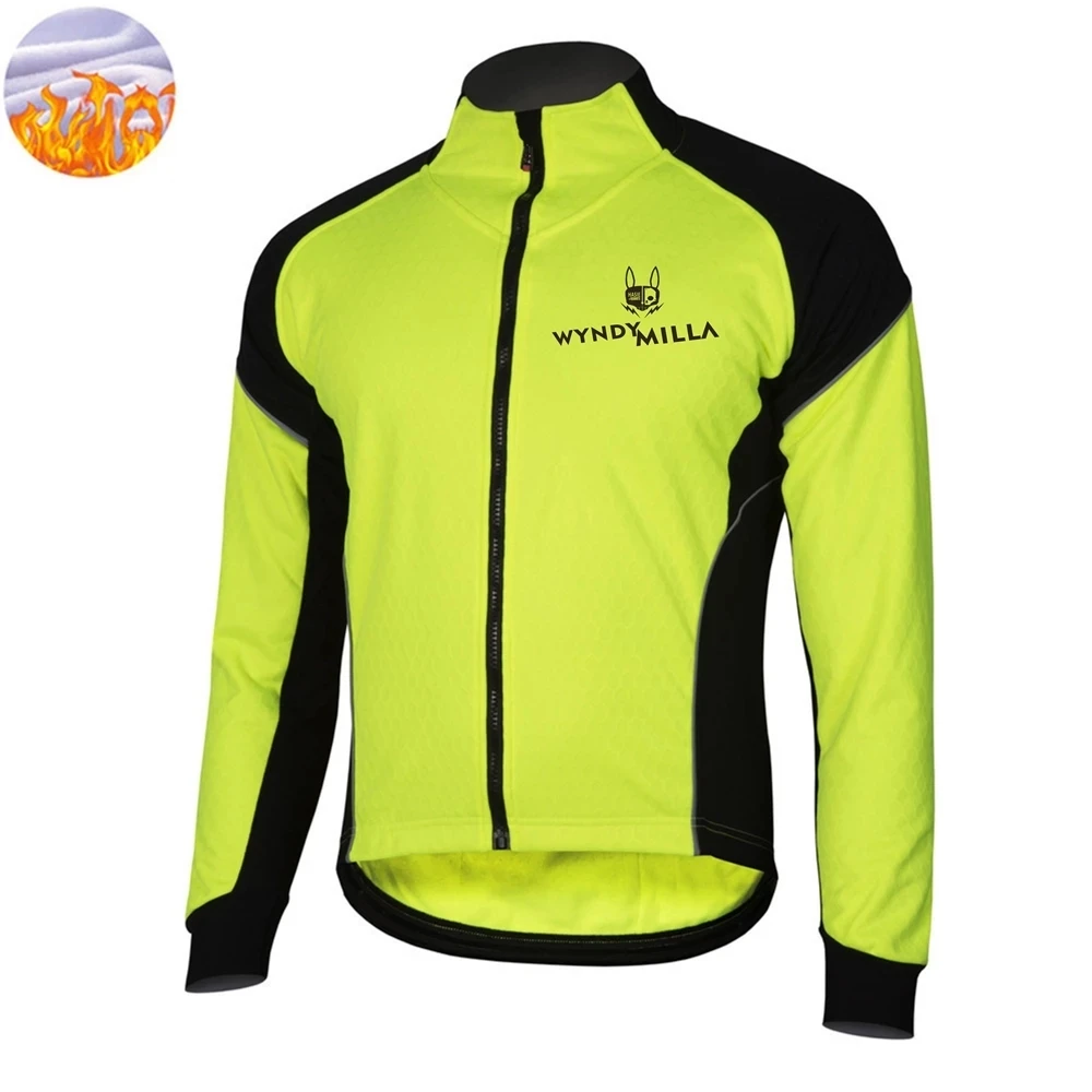 

Wyndymilla-Thermal Fleece Cycling Jacket for Men, Long Sleeve Jersey, Bike Coat, Top, Winter, 2021