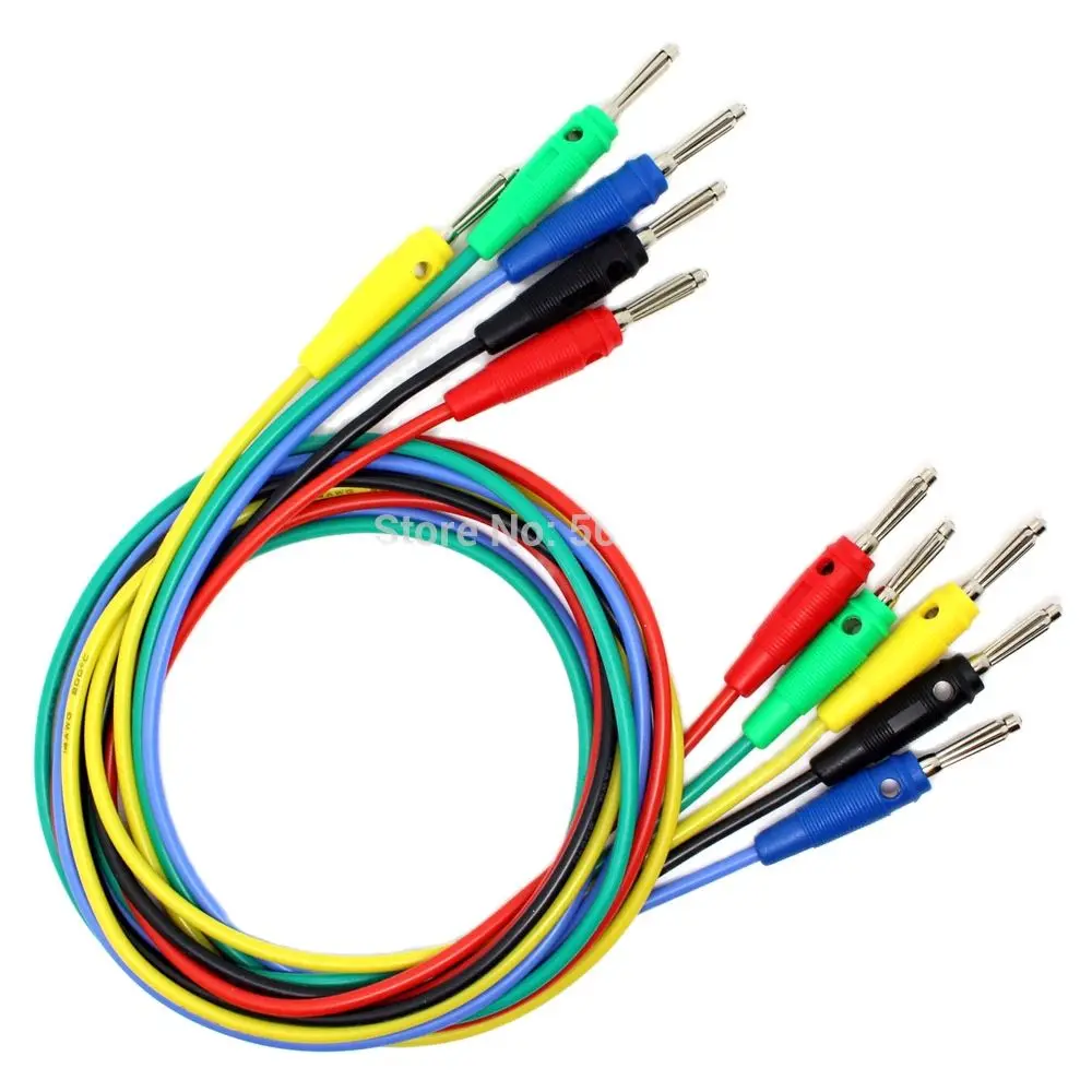 Línea de Cable de prueba suave de Gel de sílice, súper suave, 14AWG, 50CM, enchufe Banana de 4mm, alta calidad, 1 par