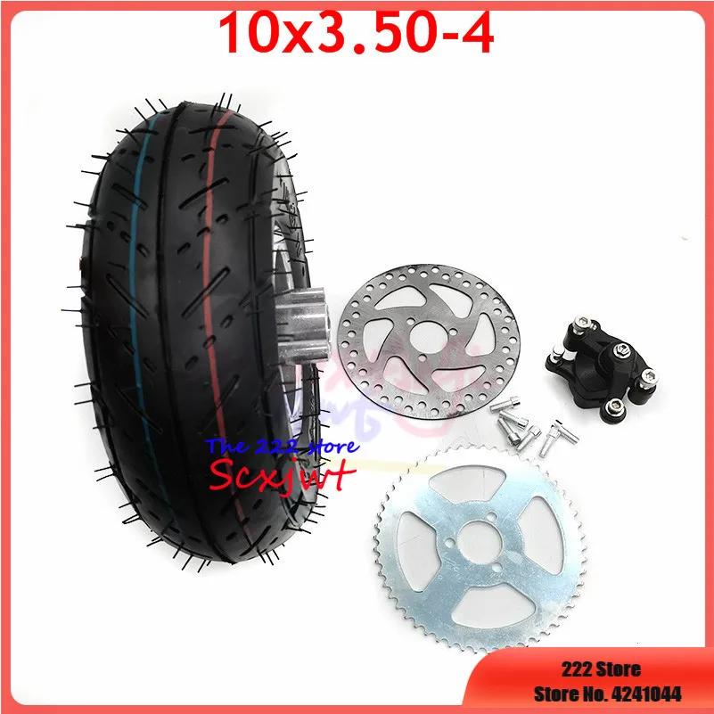 4 Inch Hub Rim with 10x350-4 Tube Tyre Brake Disc Sprocket Pump 10x3.50-4 Tires Wheels Fits ATV Quad Go Kart 47cc 49cc