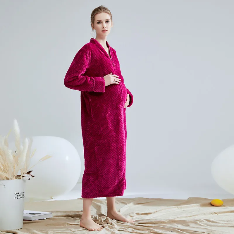 Women's Pregnant Robe Night gown Pajamas Extra Big Bathrobe Feeding Nursing baby Dress