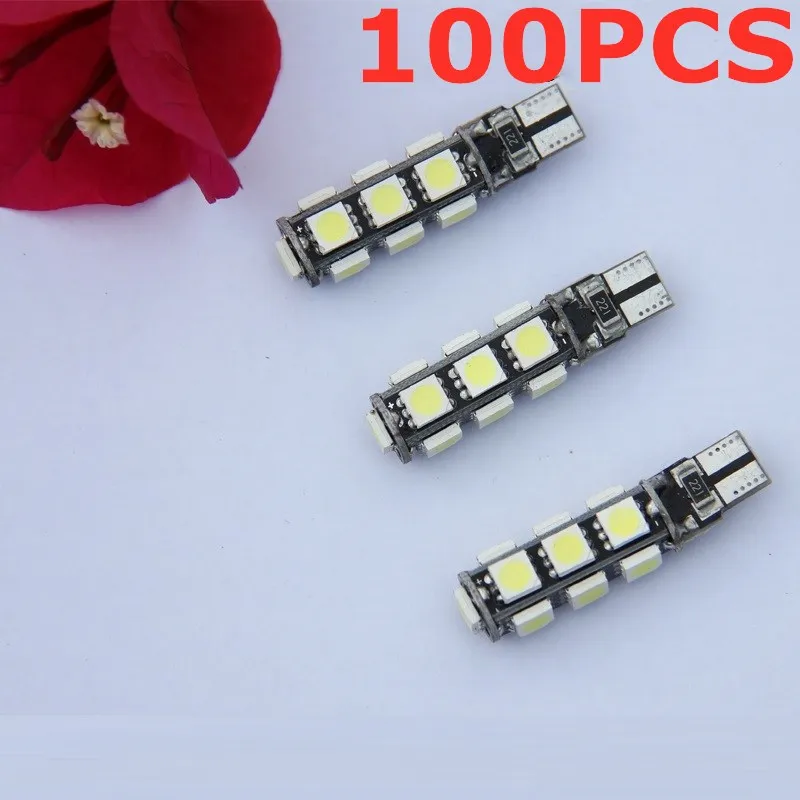 

100pcs T10 W5W LED Bulb 13SMD LED WhiteM canbus T10 194 168 Super Bright wedge Lights bulbs Lamps 12V 5050 SMD