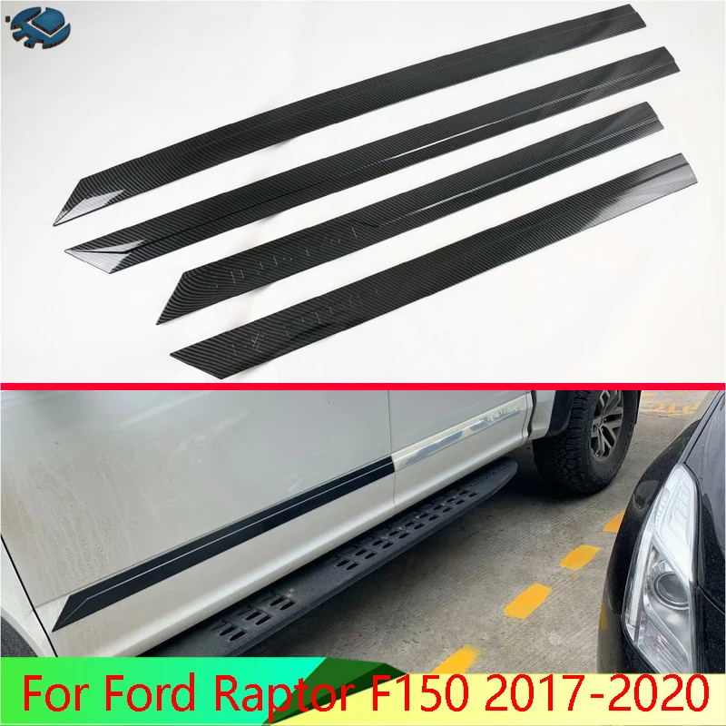 

For Ford Raptor F150 2017-2020 Car Accessories Carbon Fiber Style Side Door Body Molding Moulding Trim