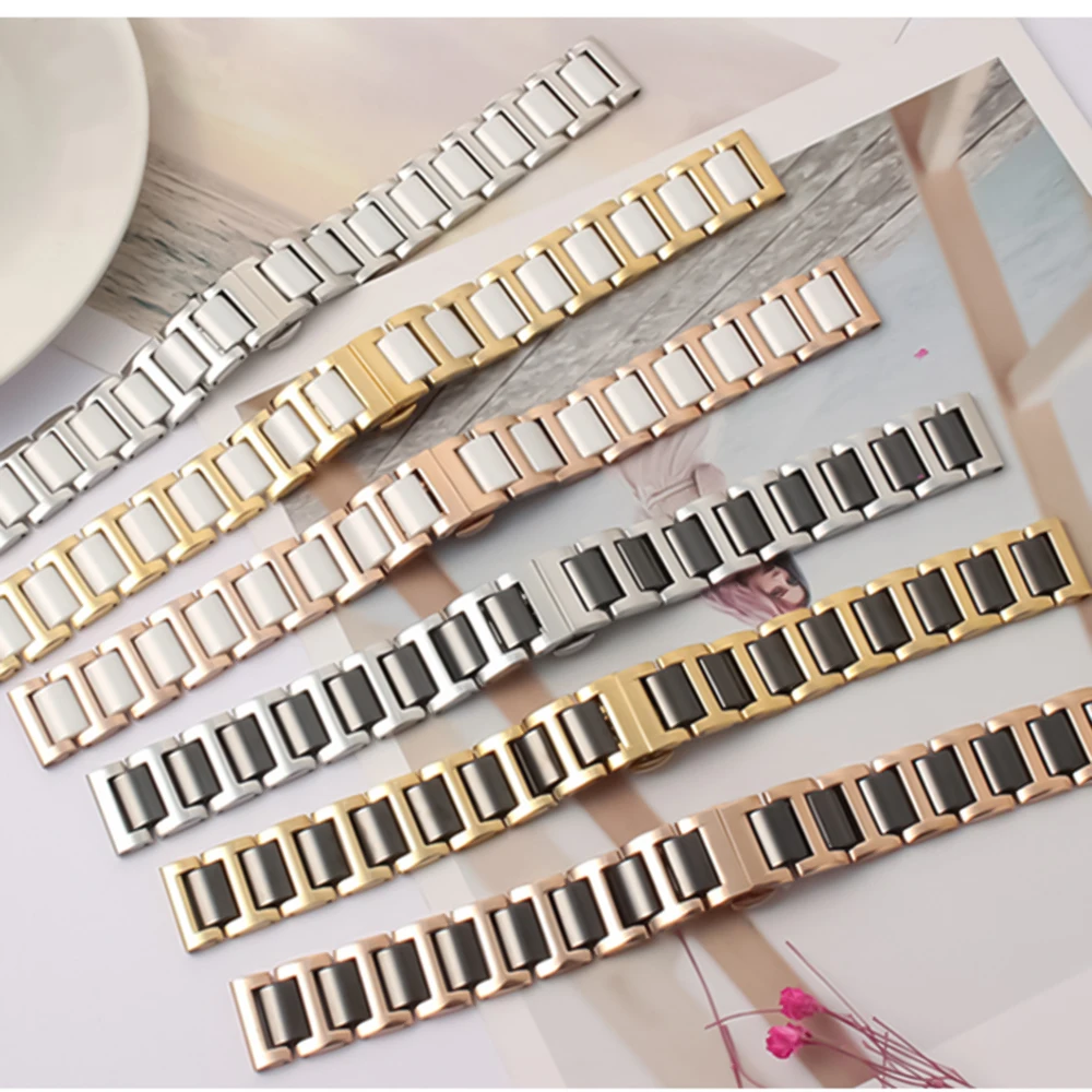 14 16 18 20 22mm Women's men's Ceramic Watch Strap Soft Smooth Fill Multi-Design WatchBand Stainless Steel Common bracelets