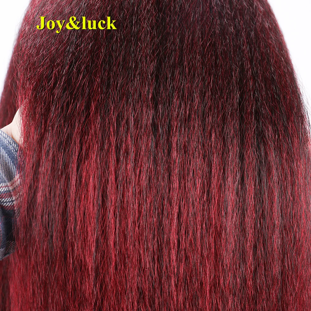 Synthetic Headband Wig Burgundy Long Kinky Straight Wigs For Africa Women Full Machine Natural Afro Hair Wigs