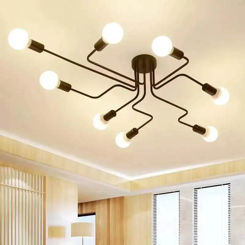 

Creative Iron Ceiling Light E26/E27 Modern Living Room Ceiling Lamp Study Bedroom Dining Room Clothing Store LED Ceiling Light