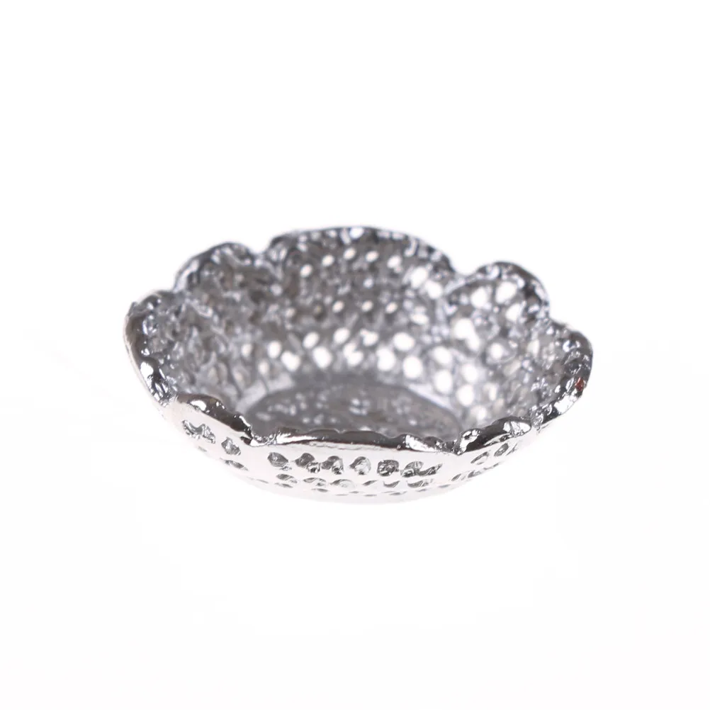 Minibandeja de Metal para decoración de casa de muñecas, muebles de simulación, placa, accesorios en miniatura, 1/12