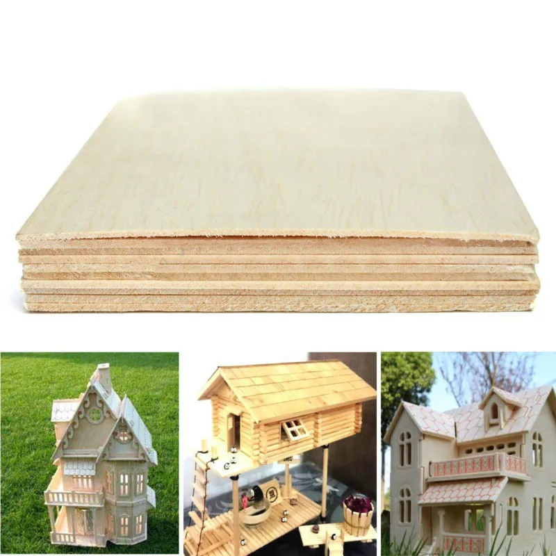 Деревянная тарелка из бальзы, модель для DIY дома, корабля, самолета, игрушки, лодки, 100x100x1,5 мм